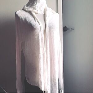 Abercrombie & Fitch White gauze Hooded Knit Cardigan XS/S